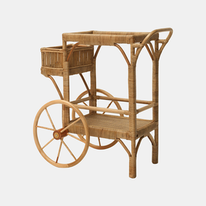 Carrito de mimbre rústico hecho a mano, carrito de bar a buen precio, venta al por mayor de fábrica de Vietnam para uso en cocina y comedor de Hotel - Product Image 2