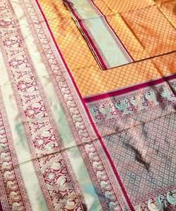 Saris en soie indiens et pakistanais pour femmes avec broderie traditionnelle pour les occasions spéciales - Spectacle de la plus haute qualité artisanale - Product Image 4