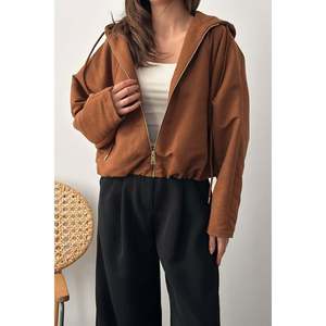 Chaqueta Corta con Capucha Color Camel - Camel - Product Image 4