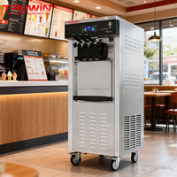 Machine à glace molle professionnelle de comptoir en acier inoxydable, 3 saveurs (Yaourt, Lait, Chocolat, Eau), haute productivité, Nouveauté
