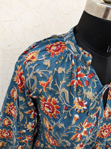 Collection Automne Robe Maxi à Motif Uni Imprimée à la Main Tuniques Indiennes Méthode de Tissage Non-tissé Robe Maxi à Imprimé Floral - Product Image 3