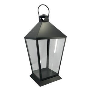 Ensemble de lanternes décoratives en métal noir mat moderne avec panneaux en verre, lanternes de sol hautes pour la décoration de jardin et de mariage en extérieur - Product Image 3
