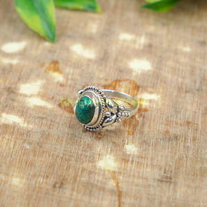 Anillo de Crisocola, Anillo de Plata de Ley 925, Anillo Hecho a Mano con Diseño Único, Anillo de Compromiso para Ella, Joyería de Crisocola, Regalo de Navidad - Product Image 4
