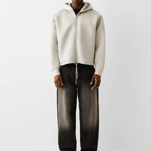 Ropa de calle Fabricante de ropa Manta Sudadera con capucha de gran tamaño Boxy Hombres Zip up Sudadera con capucha de tela de punto impermeable de lujo - Product Image 2
