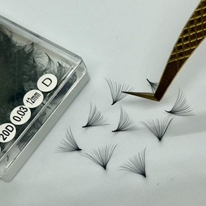 Extensiones de Pestañas de Volumen Promade Hechas a Mano 10D-20D, Base Puntiaguda, Logotipo Personalizado, Pedido al por Mayor, Pestañas 20D 0.03mm Curvatura D - Product Image 4