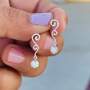 Oro blanco de 14 quilates, oro rosa y oro blanco, corte redondo, Diamante cultivado en laboratorio, pendientes de boda, joyería de moda para mujer, pendientes de compromiso - Product Image 2