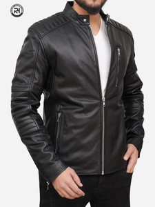 Nueva Bomber chaqueta de cuero Formal para hombre, corte holgado, cuello rasgado sólido, impermeable, a prueba de viento, piel de oveja - Product Image 2