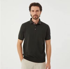 Top Quality Luxury Half Sleeve Zipper up Personal Embroidered Logo shirts Wholesale Stripped Golf <b>Polo</b> Shirt for <b>Men</b> <b>Black</b> - Product Image 2