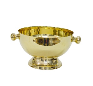 Bol à Champagne rond en laiton brillant de haute qualité avec socle et poignée piédestal en or Style moderne bol porte-Champagne fantaisie - Product Image 1