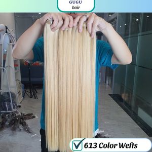 613 cabello humano virgen Rubio 613 mechones de cabello alineados con cutícula con cabello humano virgen Rubio Frontal 613 mechones con Frontal - Product Image 4