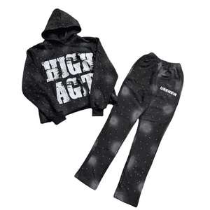 Kivotech ชุดวอร์มชุดวอร์มผ้าฝ้ายมีฮู้ดและกางเกงซักกรดพิมพ์ลายสกรีนโลโก้ - Product Image 1