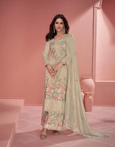 El último diseñador Pure Organza Cotton Forro Hand Work Palazzo SuitBy Fab Zone - Product Image 4