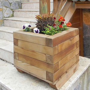 Caja de macetas de madera cuadrada impregnada de 45x45 ecológica duradera con diseño de madera segura para alimentos de alta calidad - Product Image 1