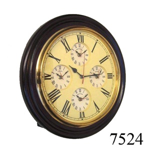 Nautical Metal Atomic Analog Wall <b>Clock</b> Customized Nautical Brass Wall <b>Clock</b> Wooden Frame Round Wall <b>Clock</b> - Product Image 3