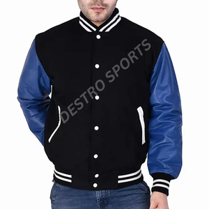 Chaqueta universitaria unisex estilo Letterman de béisbol, 100% algodón, impermeable y cortavientos, para primavera y actividades al aire libre. - Product Image 1