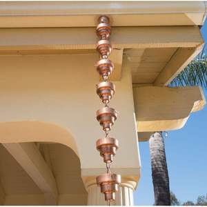 Hot Selling <b>Copper</b> Plated Rain Chain Hammered Design Decorative Rain Chain for Home <b>Garden</b> Hanging Decoration - Product Image 1