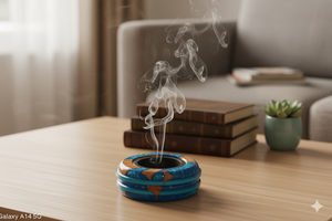 Brûleur de Oud arabe fabriqué à la main en bois d'acacia et résine religieux Ramadan cadeau Bakhoor support pour la décoration intérieure et l'utilisation de parfum - Product Image 5