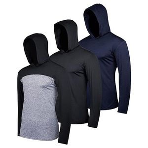 Sweat-shirts à capuche pour homme, manches longues, logo personnalisé et tissu tricoté uni - Product Image 2