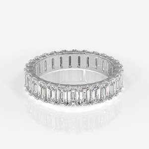 <b>Emerald</b> Cut Moissanite Diamond Eternity Band <b>Ring</b> Sterling <b>Silver</b> Elegant and Durable Wedding Accessory - Product Image 6