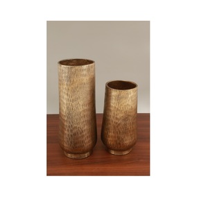 Jarrón de Metal de aluminio moderno de tendencia superior con diseño texturizado elegante para dormitorio, sala de estar, boda, Decoración de mesa elegante - Product Image 1
