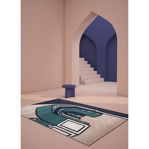 Tapis rectangulaire Concoction Blue en laine et viscose tufté à la main, motif abstrait, 9x12, épaisseur 10mm, pour la maison et le couloir, idéal pour les adolescents - Product Image 5
