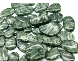 Serpentine Cabochon de séraphinite naturelle de haute qualité pierre précieuse en vrac polie pour la fabrication de bijoux forme de mélange de haute qualité - Product Image 2