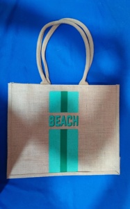 Sac fourre-tout en jute 17*14*6 avec deux poignées ouvertes pour les fêtes d'anniversaire et de mariage comme cadeau pour elle (plage) Caractéristiques Lettre Décoration - Product Image 2