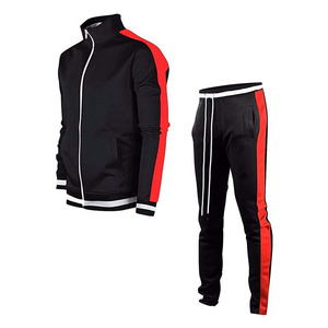 Ensemble de survêtement pour homme de haute qualité, design rayé avec cordons de serrage, poignets élastiques, manches longues, fermeture éclair décontractée, design 2026 - Product Image 1