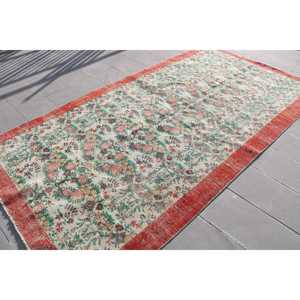 พรมวินเทจตุรกีขนาดใหญ่ 5.4x10.2 ฟุต พรมขอบสีแดงเขียว - Product Image 2