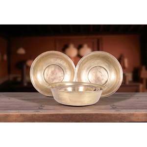 Vintage Brass <b>Bowl</b> Set Polished Metal Serving <b>Bowls</b> with Custom Logo for Wedding or Holiday <b>Large</b> and Small Sizes Available - Product Image 2