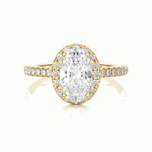Oval Cut Prong <b>Set</b> Halo Lab Diamond Engagement <b>Ring</b> <b>For</b> <b>Women</b> - Product Image 1