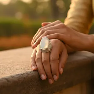 Anillo de Moda para Mujer de Plata de Ley 925 con Incrustaciones de Piedras Preciosas, Tecnología de Engaste y Acabado de Plateado - Product Image 3