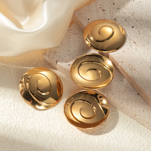 Pendientes de Moda Chapados en Oro de 18K, Acero Inoxidable 304, Patrón Geométrico en Espiral, Estilo Simple, Perfectos para el Uso Diario de Mujeres, Elegantes - Product Image 1