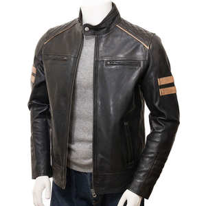 Veste en cuir véritable élégante pour hommes avec manches longues Dernier design Haute qualité Meilleur style populaire État neuf - Product Image 1