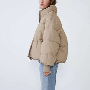 OEM Custom logo Warm Winter Solid Color Stand-Up Collar Oversized Puffer <b>Tops</b> Jacket's Customized <b>Bubble</b> Coat for Women's - Product Image 2
