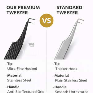 Pince à cils noire en acier inoxydable pour extensions, outil d'isolation de volume, préhension de précision, antidérapante, professionnelle, OEM - Product Image 5