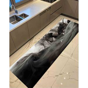 Tapis à effet fumé : Décoration moderne pour salon noir et gris, tapis imprimé, tapis à poils doux - Product Image 4