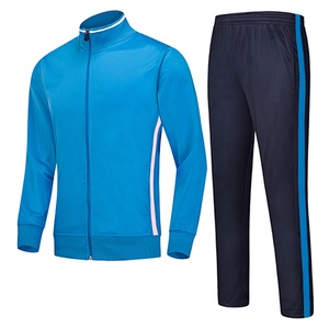 Conjunto Deportivo Unisex Ever Glow Azul de Poliéster/Nylon a Cuadros, con Cremallera Completa, Cuello Alto, Diseño Deportivo, Bolsillos Laterales, Transpirable - Product Image 1