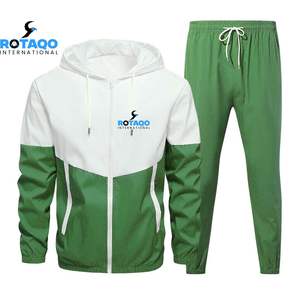 ชุดวอร์ม2ชิ้นสำหรับผู้ชายแขนยาวแบบสวมหัวเสื้อฮู้ดกีฬาแบบลำลองชุดวิ่งออกกำลังกายมีกระเป๋า - Product Image 1