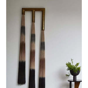 Modern <b>Boho</b> Statement Piece Neutral Macrame <b>Wall</b> <b>Hanging</b> Handwoven Mexican Fiber Art Inspired Lauren Williams Rattan Bohemian - Product Image 2