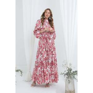 Robe trapèze confortable pour femme avec ceinture et taille empire 12636ELB avec détail imprimé - Product Image 4