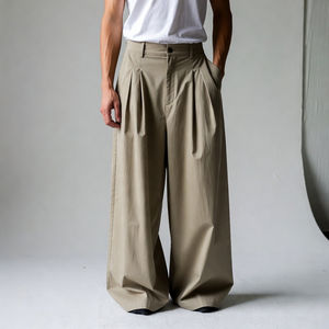 Pantalon large plissé droit pour homme – Vente en gros OEM/ODM – Pantalon décontracté sur mesure – Logo personnalisé – Marque privée – Mélange coton/polyester - Product Image 6
