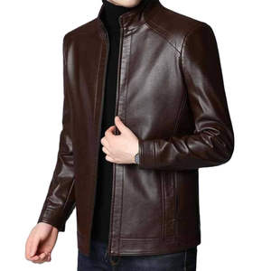 Vestes en cuir pour hommes Vestes à fermeture éclair mode moto Poches Veste en cuir vintage surdimensionnée Respirant Service OEM - Product Image 1