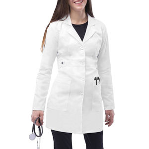 Bata de laboratorio de hospital para mujer de algodón blanco de alta calidad con diseño de moda Impresión de logotipo personalizado Enfermera impermeable - Product Image 1