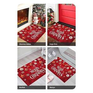 Alfombra de Entrada con Diseño Navideño Clásico, Impresión Digital, 45x70cm, Base Tejida Antideslizante con Adorno, Material de Poliéster Rojo para Regalo - Product Image 5