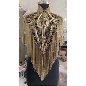 High Fashion Beaded Mesh <b>Poncho</b> <b>Cape</b> with Pearls Crystals and Stones for Cocktail and Festive Events Available for Best Price - Product Image 5