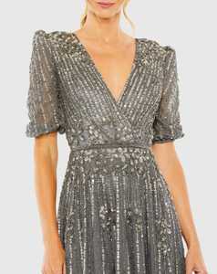 Robe de cocktail d'été élégante en satin brodé antistatique pour dames Longueur genou respirante avec perles en poly maille - Product Image 1