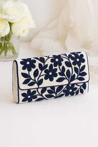 MS Handicraft Certified Tropical Floral <b>Glass</b> Beaded Clutch Customized Shape Color Mexican Fiesta Purse Crossbody <b>Chain</b> Model - Product Image 5