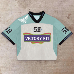 เสื้อเจอร์ซีย์อเมริกันทรงสตรีทแวร์โอเวอร์ไซส์ดีไซน์แบบระเหิดชื่อทีมออกแบบได้ตามต้องการ - Product Image 1