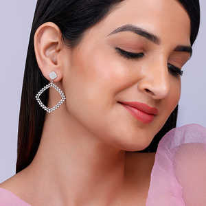 Pendientes colgantes geométricos de plata - Product Image 3